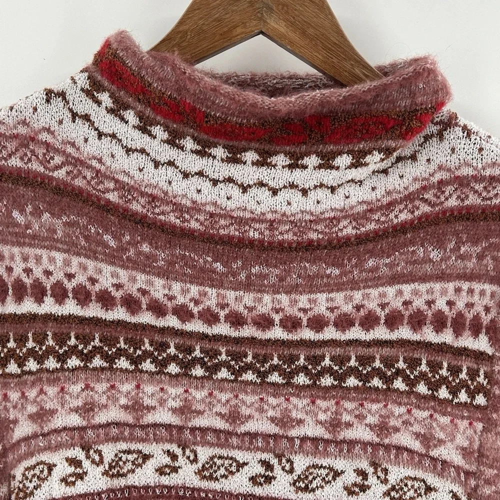 Free‎ People Fair Isle Sweater Womens Medium Cropped Boho Nordic Knit